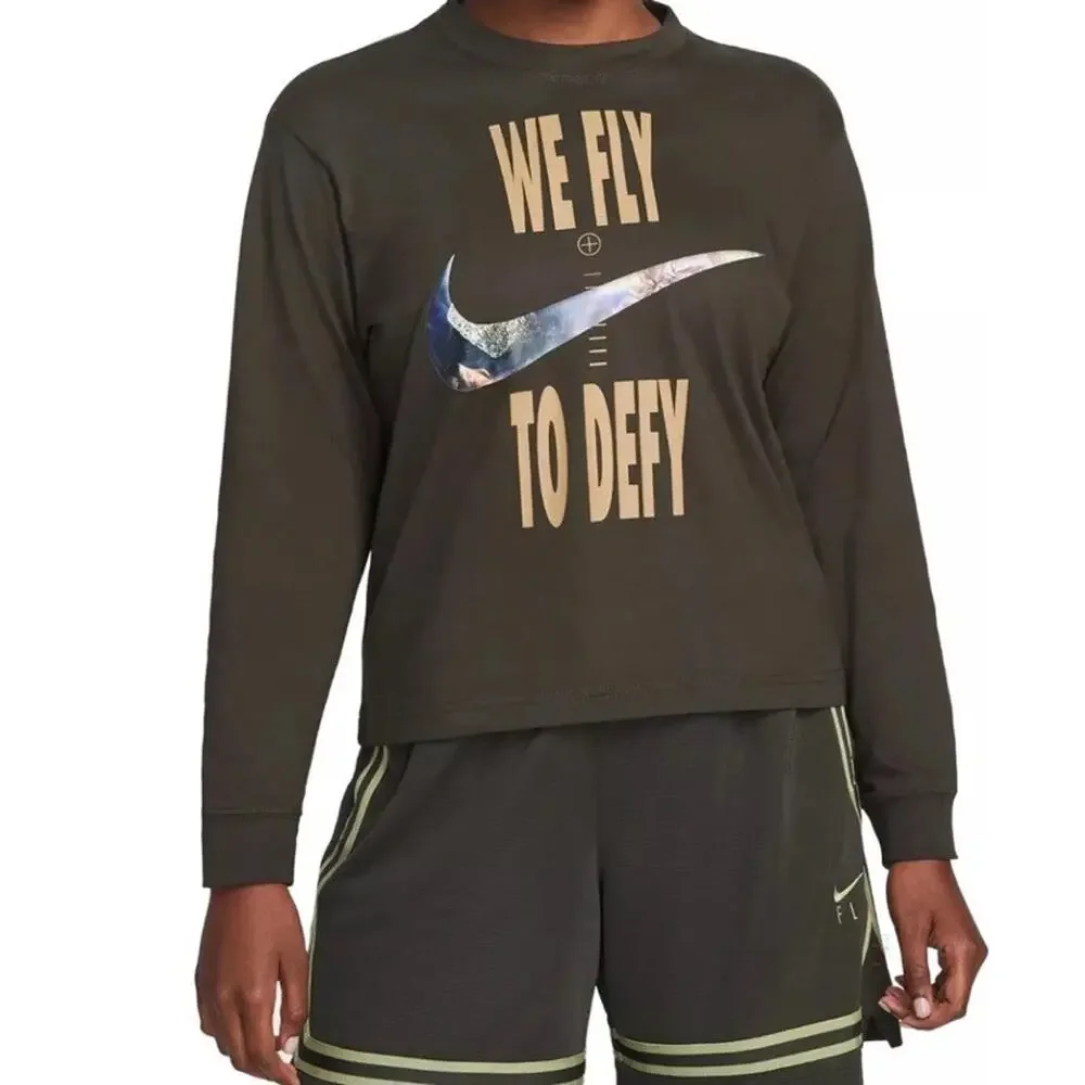 Nike Dri-FIT Swoosh Fly Boxy Sweatshirt Women's DX0726-355 Size XS